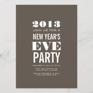 Brown Modern 2013 New Year's Eve Party Invitation
