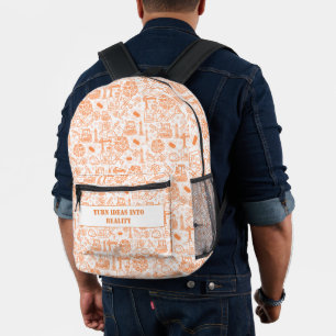 brown modern Architectural Blueprint Engineer Printed Backpack