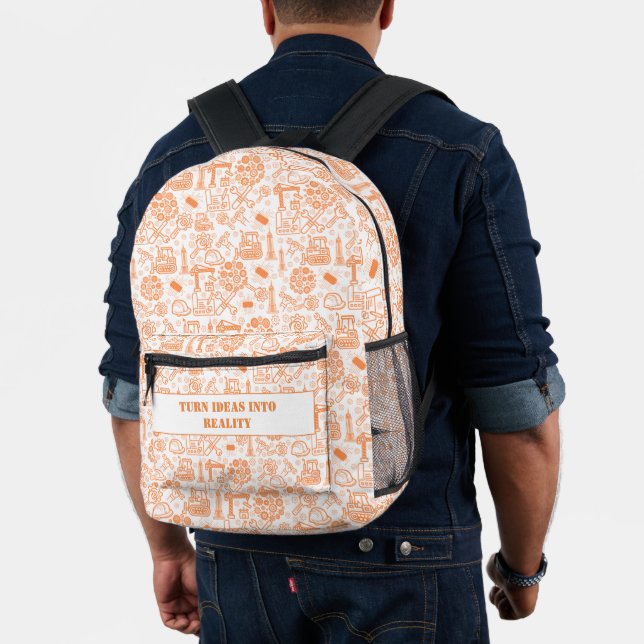 brown modern Architectural Blueprint Engineer Printed Backpack (Insitu (Model))