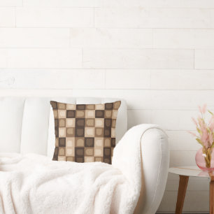 Brown Modern Boho Arch Geometric Aztec Pattern Cushion