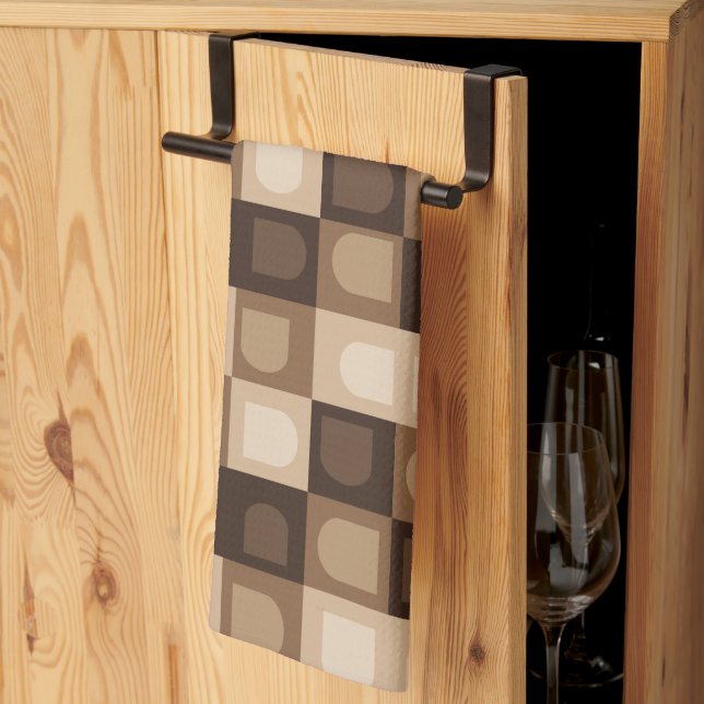 Brown Modern Boho Arch Geometric Aztec Pattern  Tea Towel (Thirds Fold)