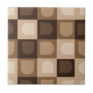 Brown Modern Boho Arch Geometric Aztec Pattern  Tile