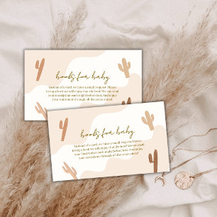 Brown Modern Boho Cactus Books For Baby Shower Enclosure Card