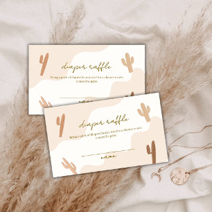 Brown Modern Boho Cactus Diaper Raffle Baby Shower Enclosure Card
