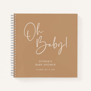 Brown Modern Boho Gender Neutral Baby Shower Guest Notebook