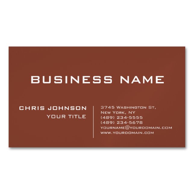 Brown Modern Contemporary Company Magnetic Business Card (Front)
