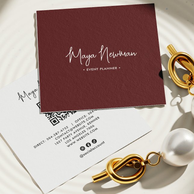 Brown Modern Elegant Minimal QR Code Professional  Square Business Card (Creator Uploaded)