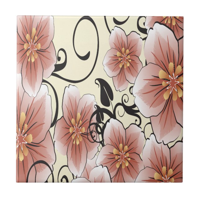Brown Modern Flower Tile (Front)