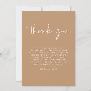 Brown Modern Gender Neutral Baby Shower Thank You Invitation