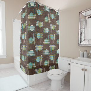 Brown Modern Geometric Shower Curtain