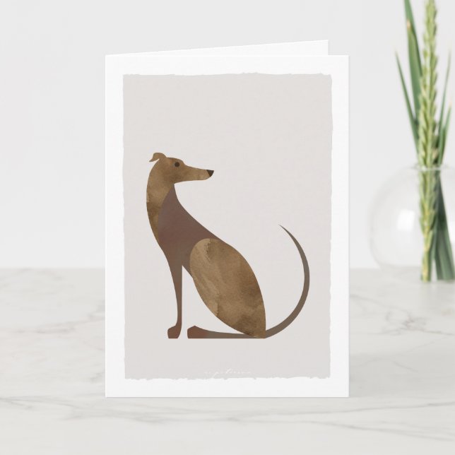 Brown Modern Greyhound Illustration Blank Inside Thank You Card (Front)