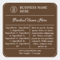 Brown Modern Ingredient Instructions Product Label