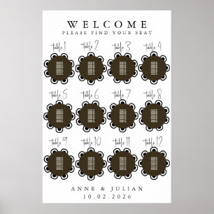 Brown Modern Minimal Wedding Seating Chart Poster