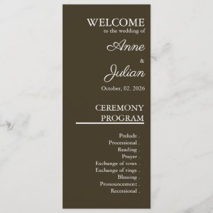 Brown Modern Minimalist Bridal Program QR Code Programme