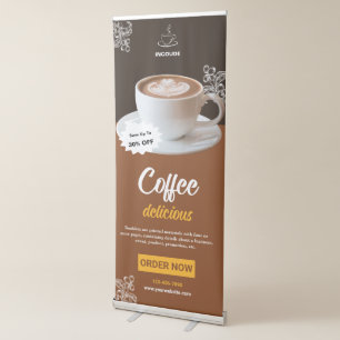 Brown Modern Minimalist Coffee Shop Vertical  Retractable Banner