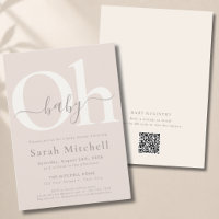 Brown Modern Neutral Baby Shower QR Code