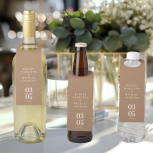 Brown Modern Simpel Wedding    Bottle Hanger Tag