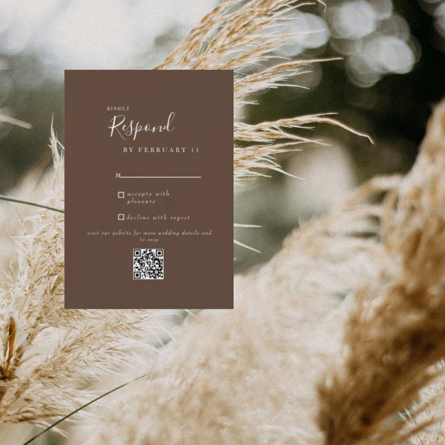 Brown Modern Wedding QR Code RSVP  Card (Creator Uploaded)