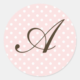 Brown Monogram A On Polka Dot Favour Labels