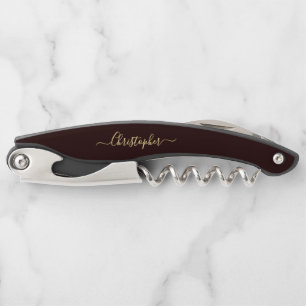 Brown Monogram Beer Wine Corkscrew Bottle Opener