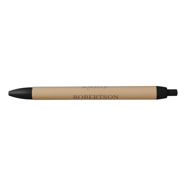 Brown monogram calligraphy minimalist professional black ink pen (Front)