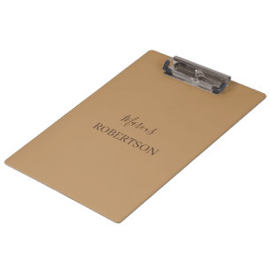 Brown monogram calligraphy minimalist professional clipboard