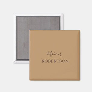 Brown monogram calligraphy minimalist professional magnet