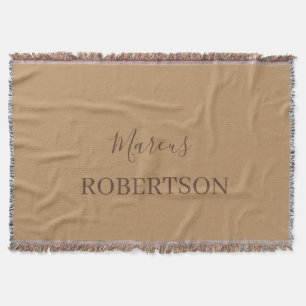 Brown monogram calligraphy minimalist professional throw blanket