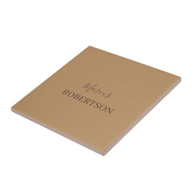 Brown monogram calligraphy minimalist professional tile (Side)