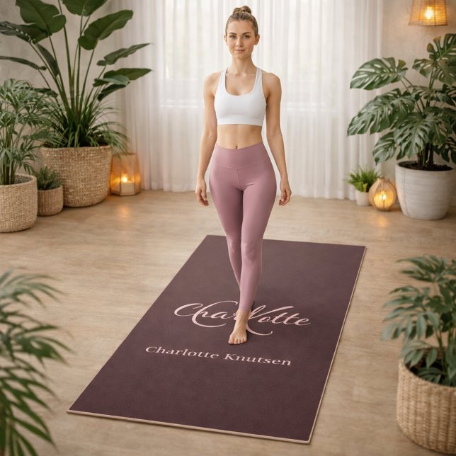 Brown monogram initials name yoga mat (Creator Uploaded)