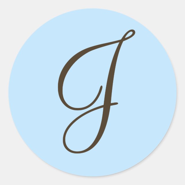 Brown Monogram J on Light Blue Favour Label (Front)