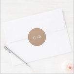 Brown Monogram Modern Wedding Classic Round Sticker<br><div class="desc">Minimalist and modern design.</div>
