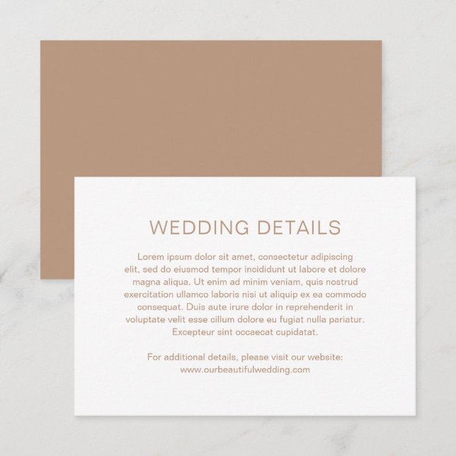 Brown Monogram Modern Wedding Enclosure Card (Front/Back)