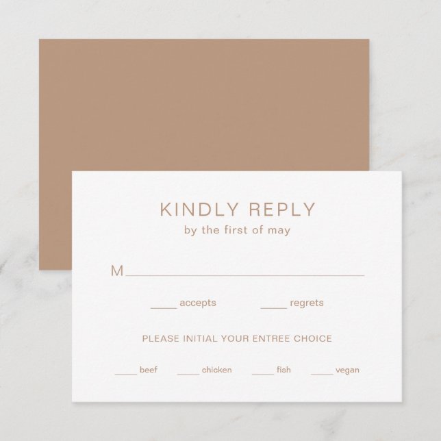 Brown Monogram Modern Wedding RSVP Card (Front/Back)