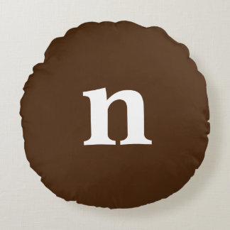 Brown Monogram Round Pillow