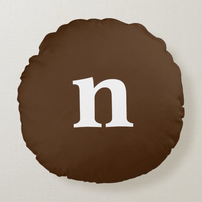 Brown Monogram Round Pillow (Front)