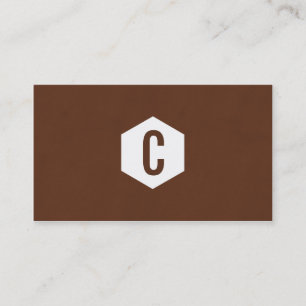 Brown monogram with hexagon business cards