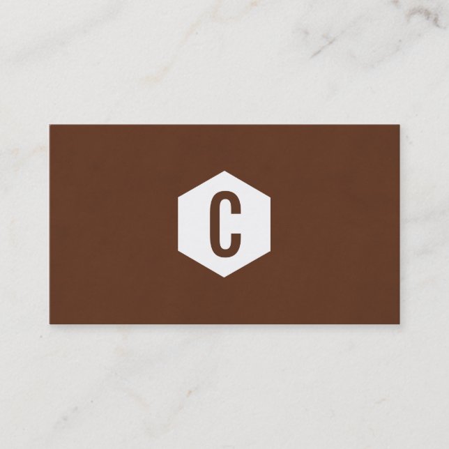 Brown monogram with hexagon business cards (Front)