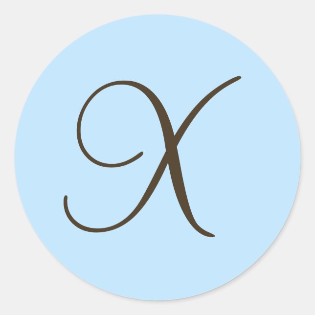Brown Monogram X on Light Blue Favour Label (Front)