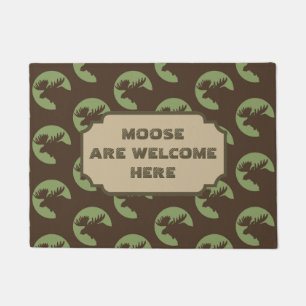 Brown Moose Circle Pattern Cabin Doormat