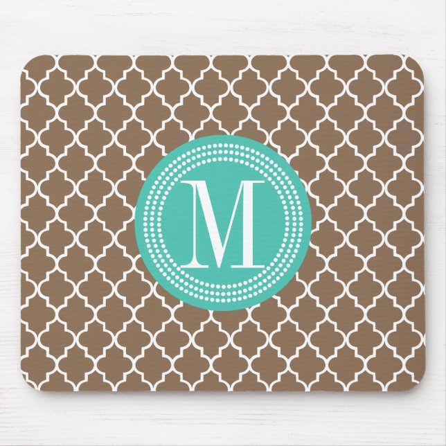 Brown Moroccan Lattice Personalised Mouse Mat (Front)