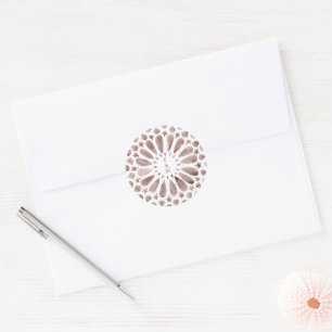Brown Moroccan Tiles Monogram Wedding Logo Classic Round Sticker