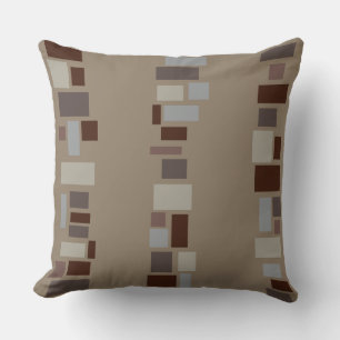 Brown MOSIAC TILES DESIGN Retro Throw Pillow