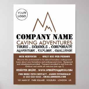 Brown Mountain Logo, Caving Adventure Advertising Poster