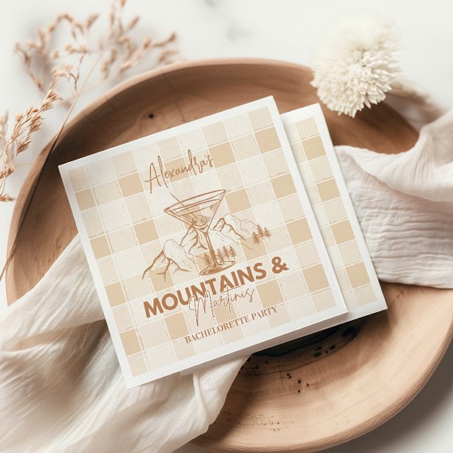 Brown Mountains and Martinis Bachelorette Napkin (Creator Uploaded)