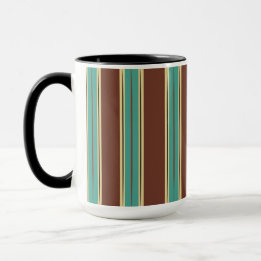 Brown Mug Cup with Turquoise, Black & Beige