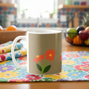 Brown Mug with Floral Design