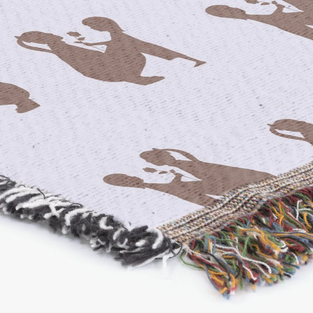 Brown mum and child silhouette throw blanket (Corner)