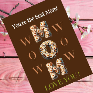 BROWN Mum Mother's day card with foto,flowery font