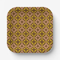 Brown Mustard Peach Retro 70s Geometric Pattern